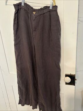 Faherty Lightweight Paperbag Waist Linen Pants Grey